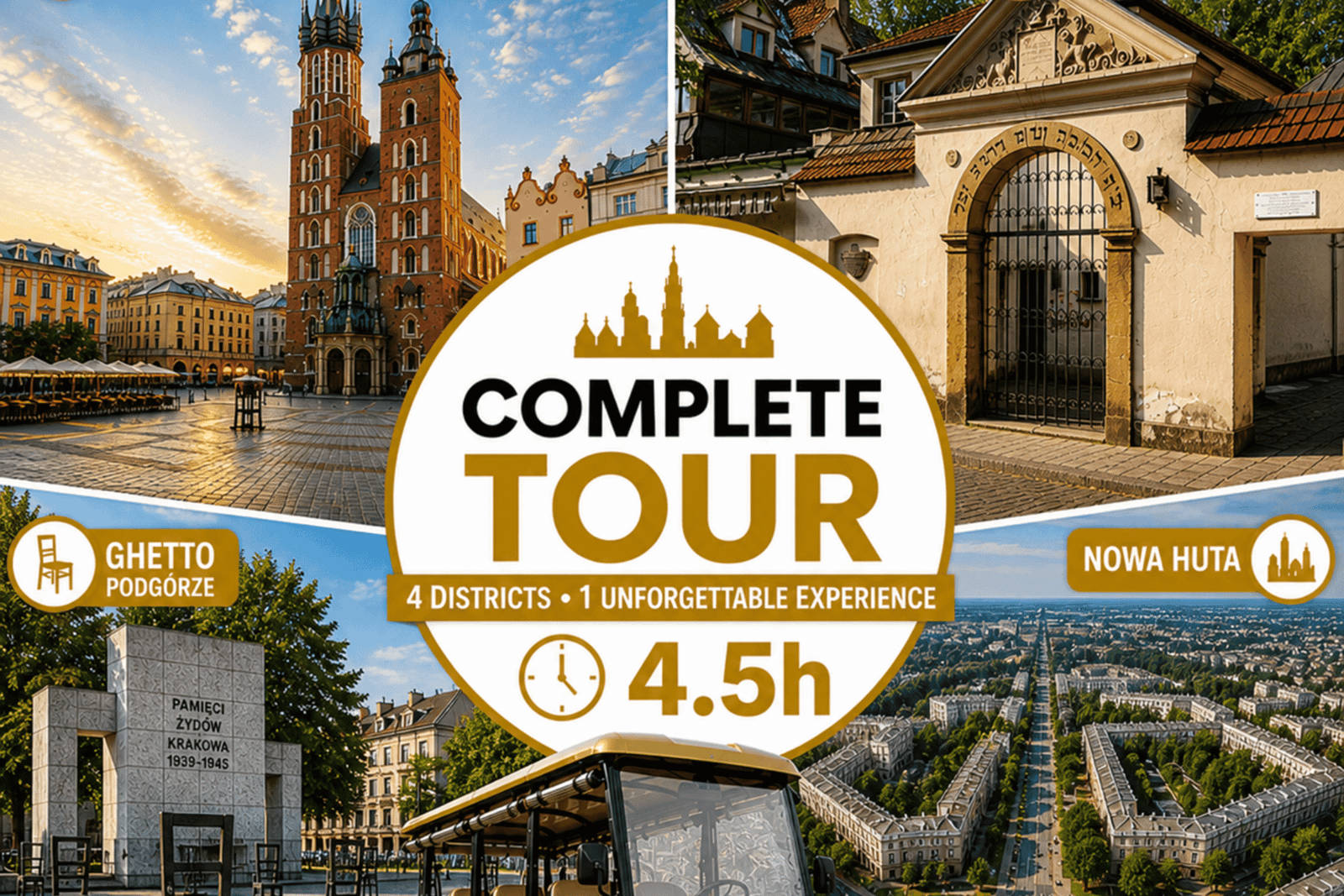 Cracovia: tour turístico completo por la ciudad en carrito de golf ecológico