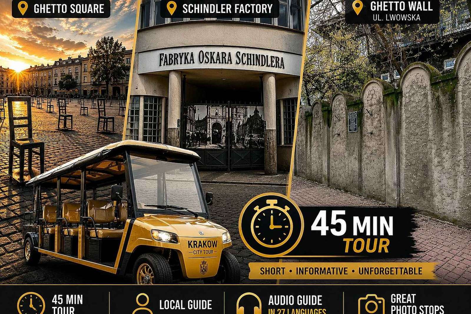 Cracovia: tour en cochecito de golf de la Segunda Guerra Mundial y la fábrica de Schindler